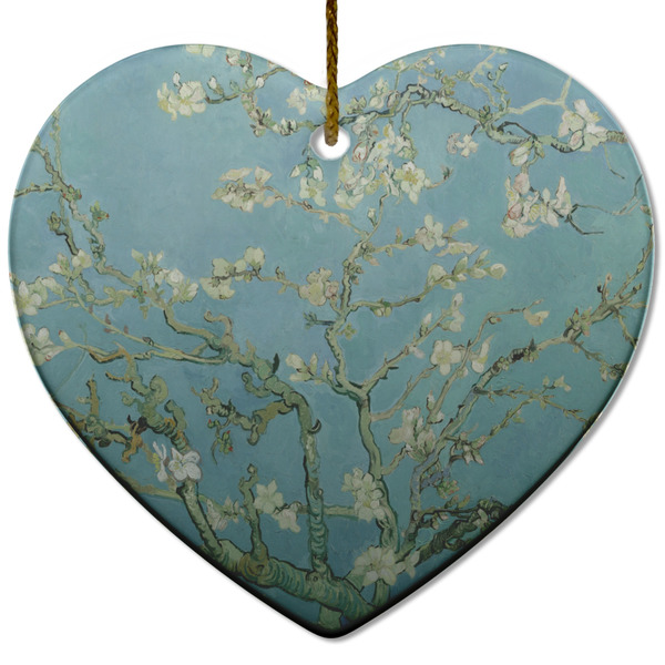 Custom Almond Blossoms (Van Gogh) Heart Ceramic Ornament
