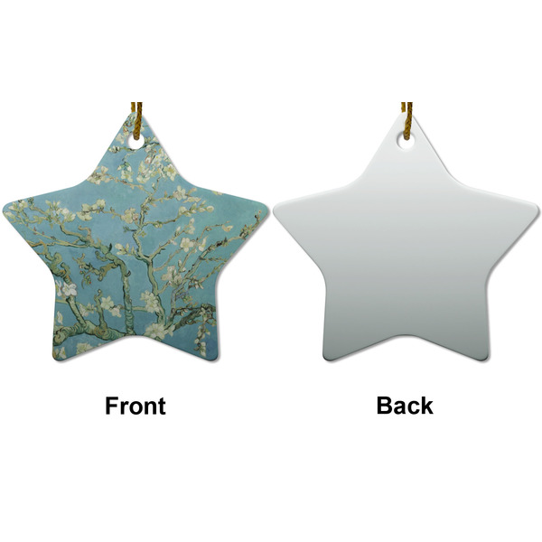 Almond Blossoms (Van Gogh) Ceramic Flat Ornament - Star Front & Back (APPROVAL)