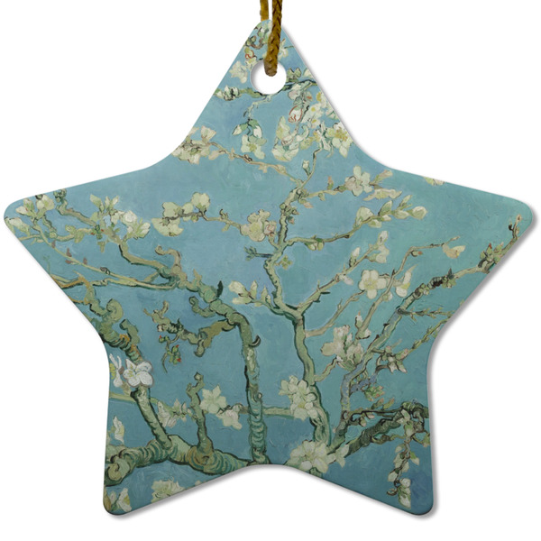 Almond Blossoms (Van Gogh) Ceramic Flat Ornament - Star (Front)