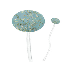 Almond Blossoms (Van Gogh) 7" Oval Plastic Stir Sticks - Clear