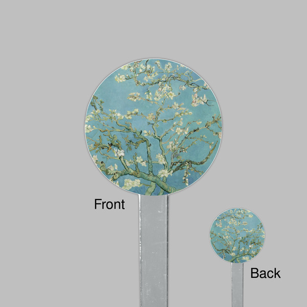Almond Blossoms (Van Gogh) Clear Plastic 7" Stir Stick - Round - Front & Back