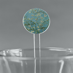Almond Blossoms (Van Gogh) 7" Round Plastic Stir Sticks - Clear