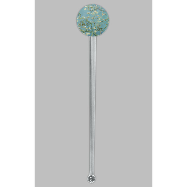 Almond Blossoms (Van Gogh) Clear Plastic 7" Stir Stick - Round - Single Stick