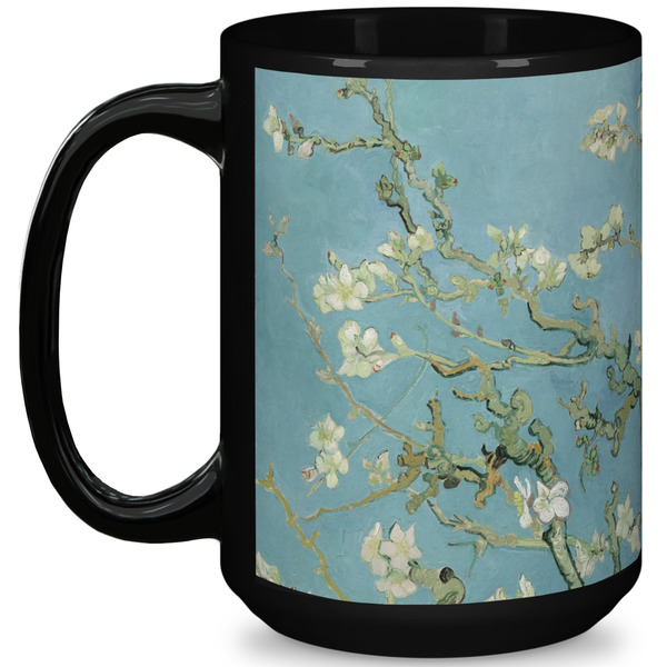 Custom Almond Blossoms (Van Gogh) 15 Oz Coffee Mug - Black