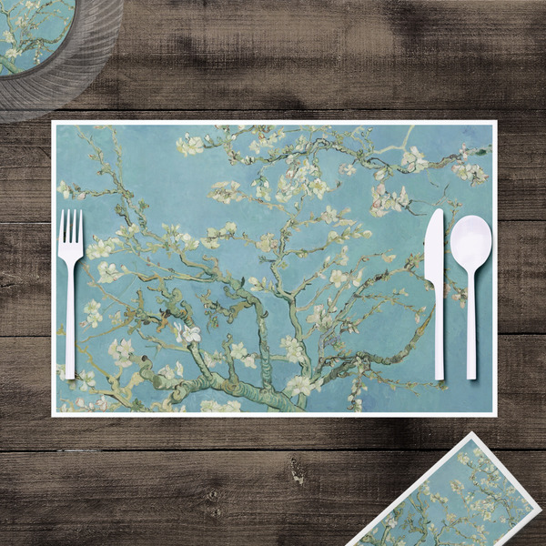 Almond Blossoms (Van Gogh) Disposable Paper Placemat - In Context