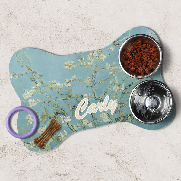 Almond Blossoms (Van Gogh) Dog Bone Shaped Mat Lifestyle