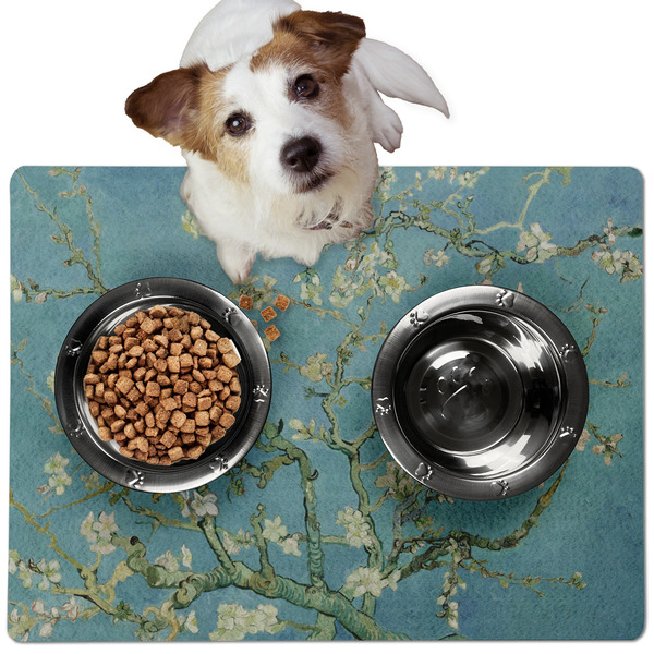 Custom Almond Blossoms (Van Gogh) Dog Food Mat - Medium