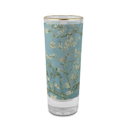 Almond Blossoms (Van Gogh) 2 oz Shot Glass -  Glass with Gold Rim - Single