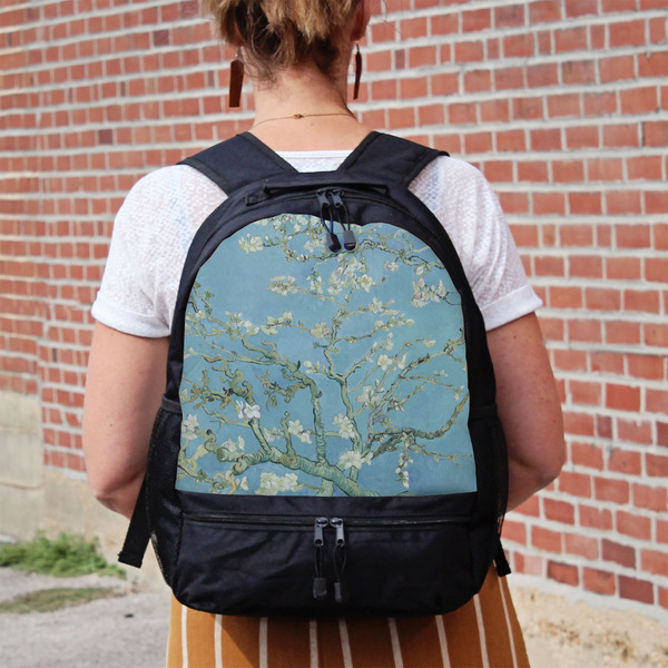 Almond Blossoms (Van Gogh) Large Backpack - Black - On Back