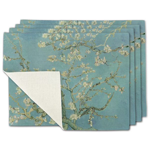 Custom Almond Blossoms (Van Gogh) Single-Sided Linen Placemat - Set of 4