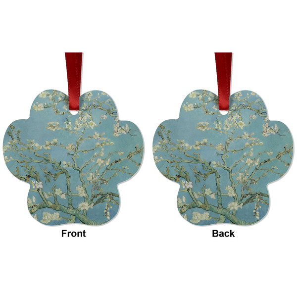 Almond Blossoms (Van Gogh) Metal Paw Ornament - Front and Back