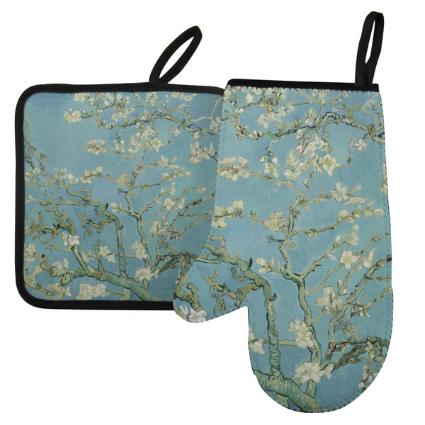 Custom Almond Blossoms (Van Gogh) Left Oven Mitt & Pot Holder Set