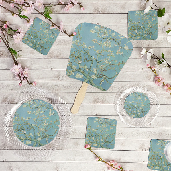 Almond Blossoms (Van Gogh) Party Supplies Combination Image - All items - Plates, Coasters, Fans