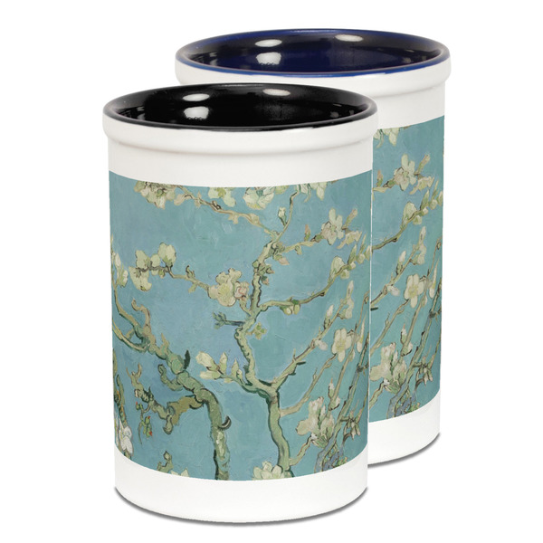Custom Almond Blossoms (Van Gogh) Ceramic Pencil Holder - Large