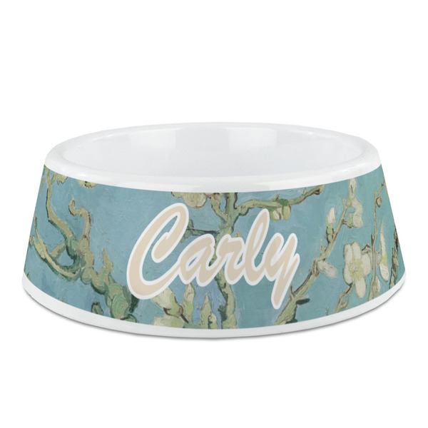 Custom Almond Blossoms (Van Gogh) Plastic Dog Bowl - Medium