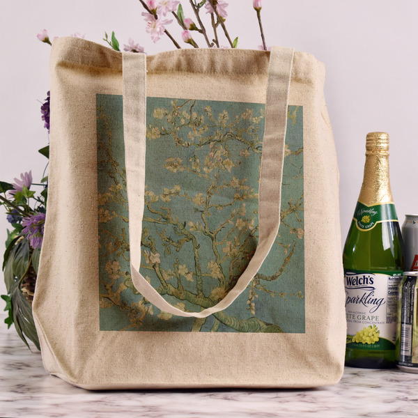 Almond Blossoms (Van Gogh) Reusable Cotton Grocery Bag - In Context