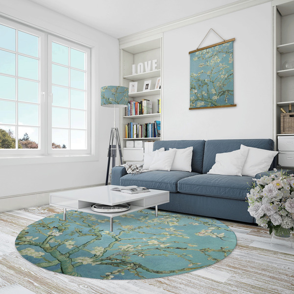 Almond Blossoms (Van Gogh) Round Area Rug - IN CONTEXT
