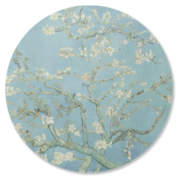 Custom Almond Blossoms (Van Gogh) Round Rubber Backed Coaster