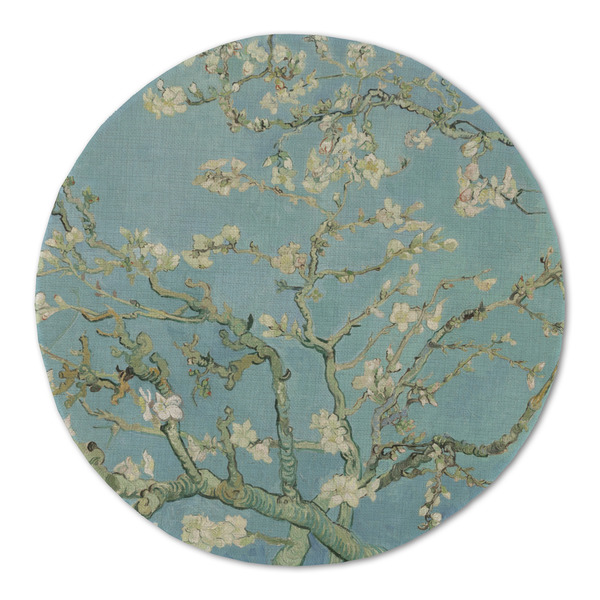 Custom Almond Blossoms (Van Gogh) Round Linen Placemat - Single Sided