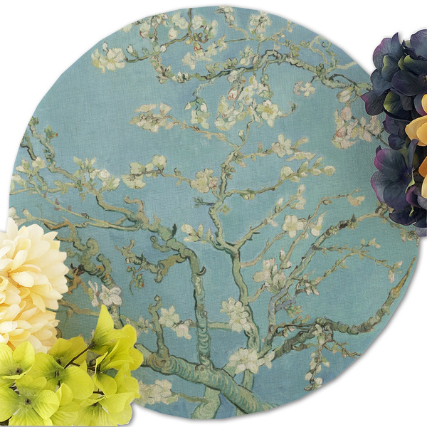 Almond Blossoms (Van Gogh) Round Linen Placemats - Front (w flowers)