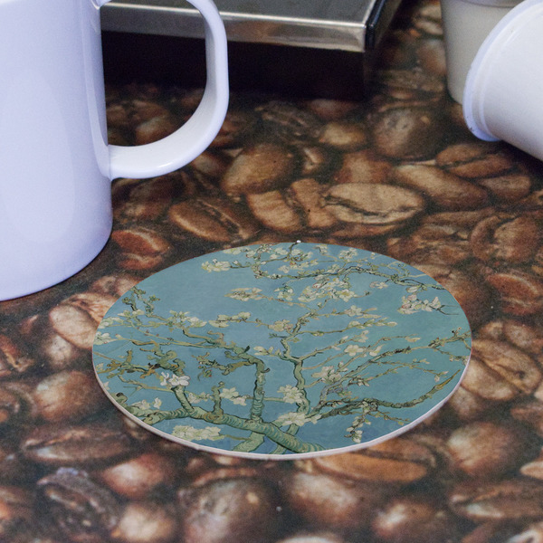 Almond Blossoms (Van Gogh) Round Paper Coaster - Front