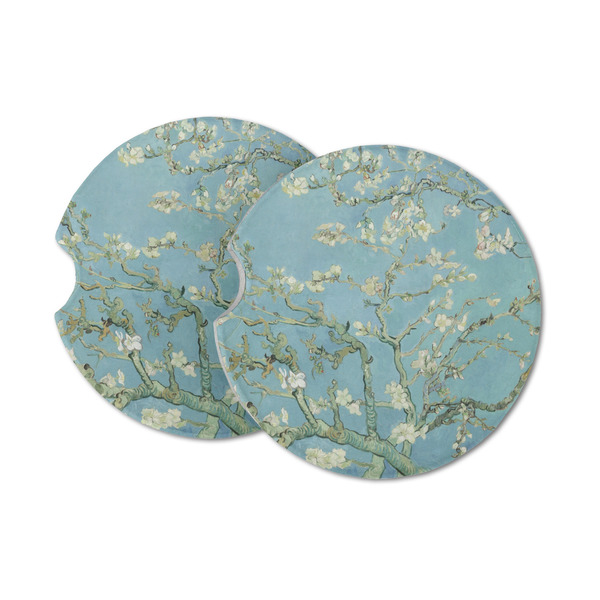 Custom Almond Blossoms (Van Gogh) Sandstone Car Coasters - Set of 2