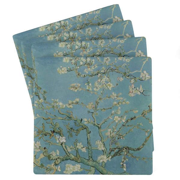 Custom Almond Blossoms (Van Gogh) Absorbent Stone Coasters - Set of 4
