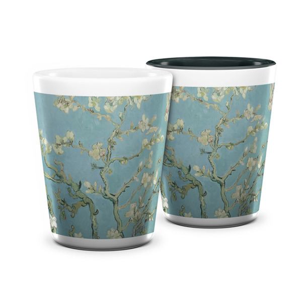 Custom Almond Blossoms (Van Gogh) Ceramic Shot Glass - 1.5 oz