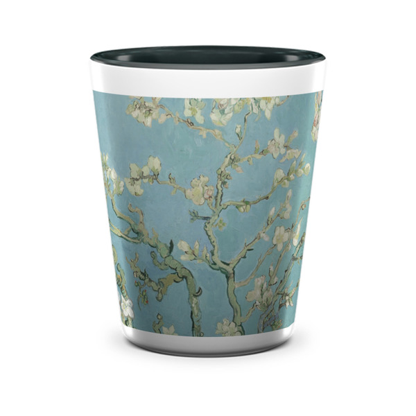 Custom Almond Blossoms (Van Gogh) Ceramic Shot Glass - 1.5 oz - Two Tone - Single
