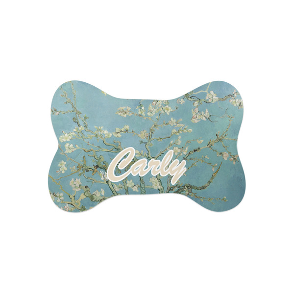Custom Almond Blossoms (Van Gogh) Bone Shaped Dog Food Mat (Small)