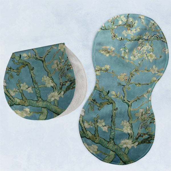 Custom Almond Blossoms (Van Gogh) Burp Pads - Velour - Set of 2