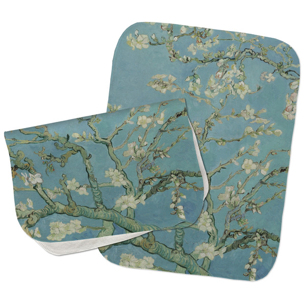 Custom Almond Blossoms (Van Gogh) Burp Cloths - Fleece - Set of 2