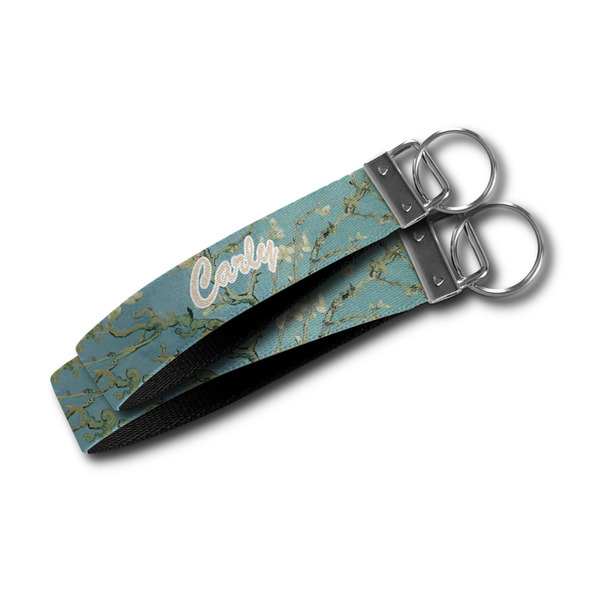 Almond Blossoms (Van Gogh) Webbing Keychain FOBs - Size Comparison