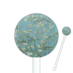 Almond Blossoms (Van Gogh) 5.5" Round Plastic Stir Sticks - White - Double Sided