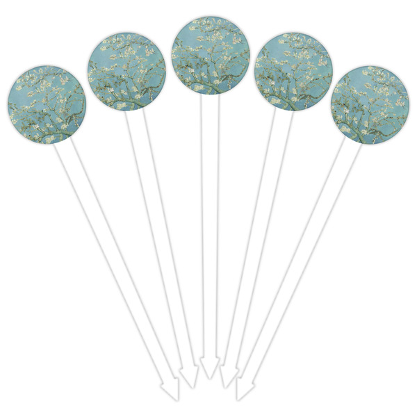 Almond Blossoms (Van Gogh) White Plastic 6" Food Pick - Round - Fan View