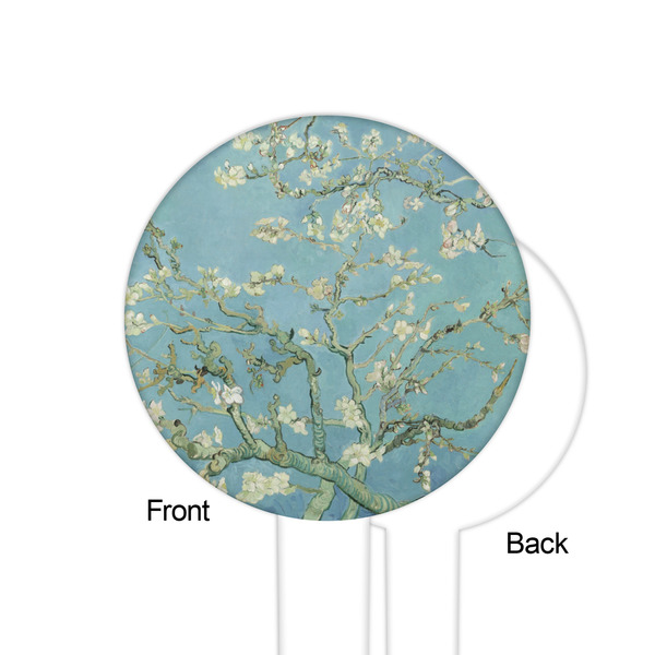 Almond Blossoms (Van Gogh) White Plastic 6" Food Pick - Round - Single Sided - Front & Back