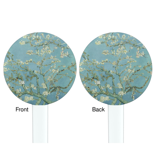 Almond Blossoms (Van Gogh) White Plastic 7" Stir Stick - Double Sided - Round - Front & Back
