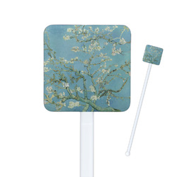 Almond Blossoms (Van Gogh) Square Plastic Stir Sticks - Double Sided