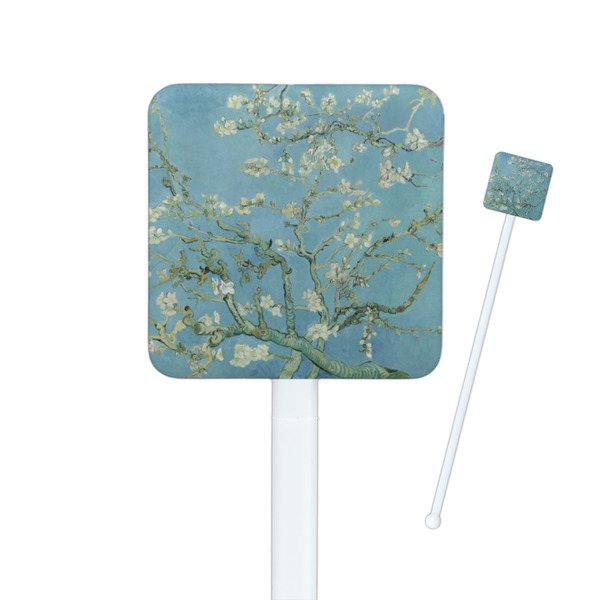Custom Almond Blossoms (Van Gogh) Square Plastic Stir Sticks