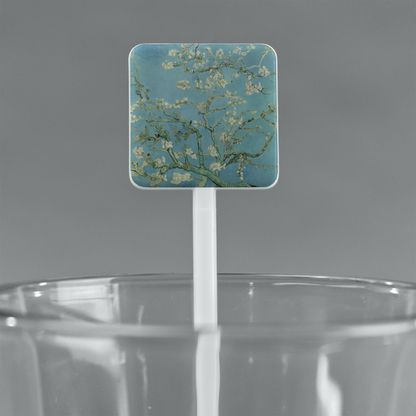 Almond Blossoms (Van Gogh) White Plastic Stir Stick - Square - Main