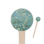 Almond Blossoms (Van Gogh) 4" Round Wooden Food Picks - Single Sided