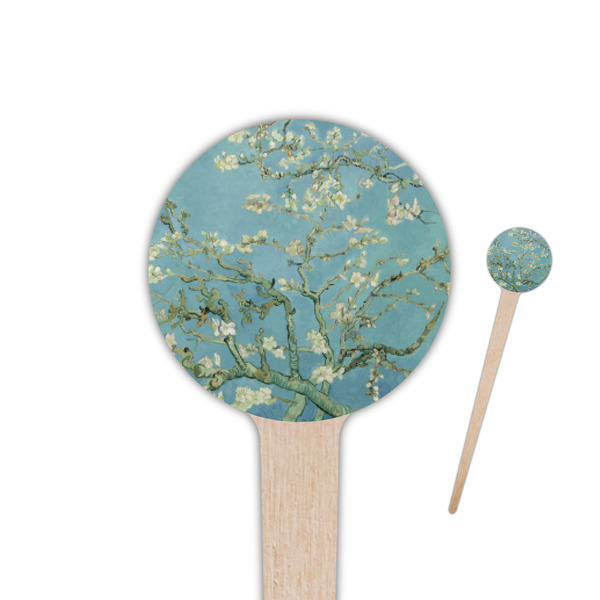 Custom Almond Blossoms (Van Gogh) 4" Round Wooden Food Picks - Double Sided