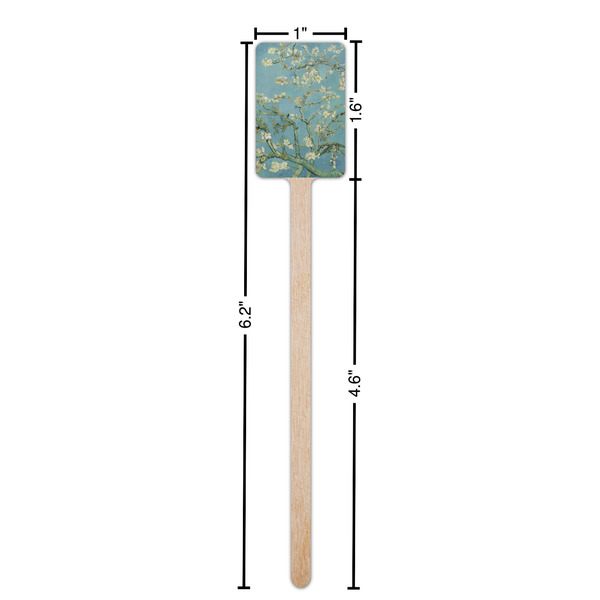 Almond Blossoms (Van Gogh) Wooden 6.25" Stir Stick - Rectangular - Dimensions