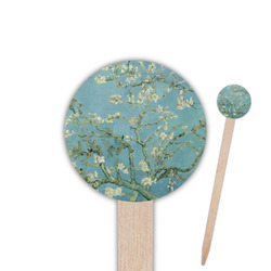 Almond Blossoms (Van Gogh) 6" Round Wooden Food Picks - Double Sided