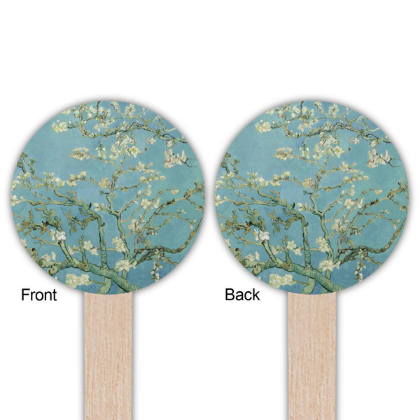 Almond Blossoms (Van Gogh) Wooden 6" Food Pick - Round - Double Sided - Front & Back