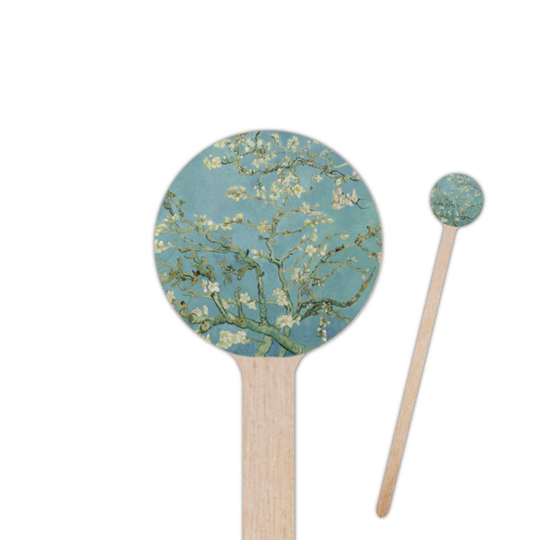 Custom Almond Blossoms (Van Gogh) 6" Round Wooden Stir Sticks - Double Sided