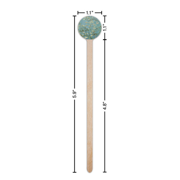Almond Blossoms (Van Gogh) Wooden 6" Stir Stick - Round - Dimensions