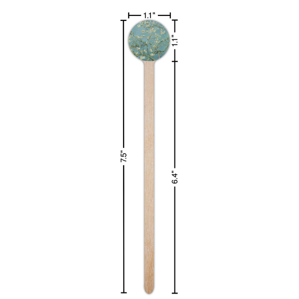 Almond Blossoms (Van Gogh) Wooden 7.5" Stir Stick - Round - Dimensions