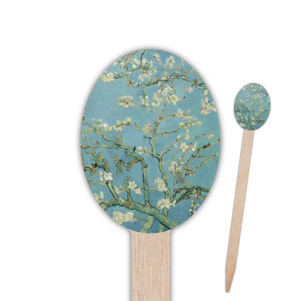 Custom Almond Blossoms (Van Gogh) Oval Wooden Food Picks - Double Sided