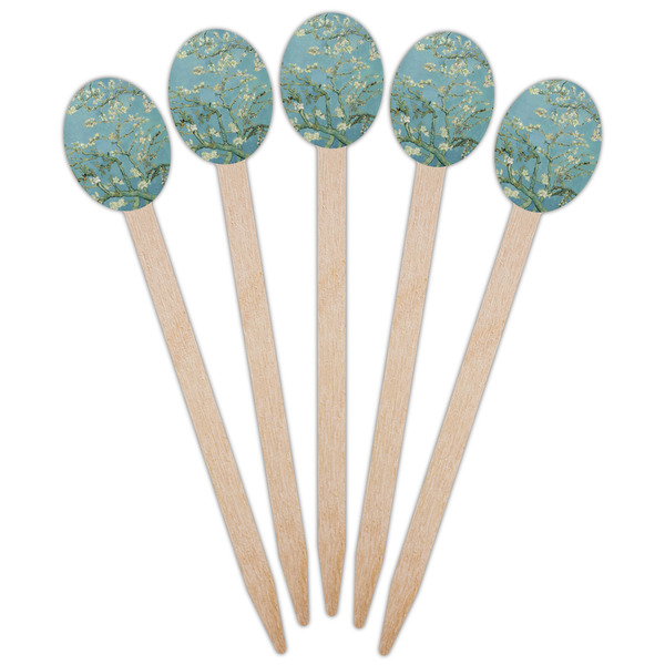 Almond Blossoms (Van Gogh) Wooden Food Pick - Oval - Fan View